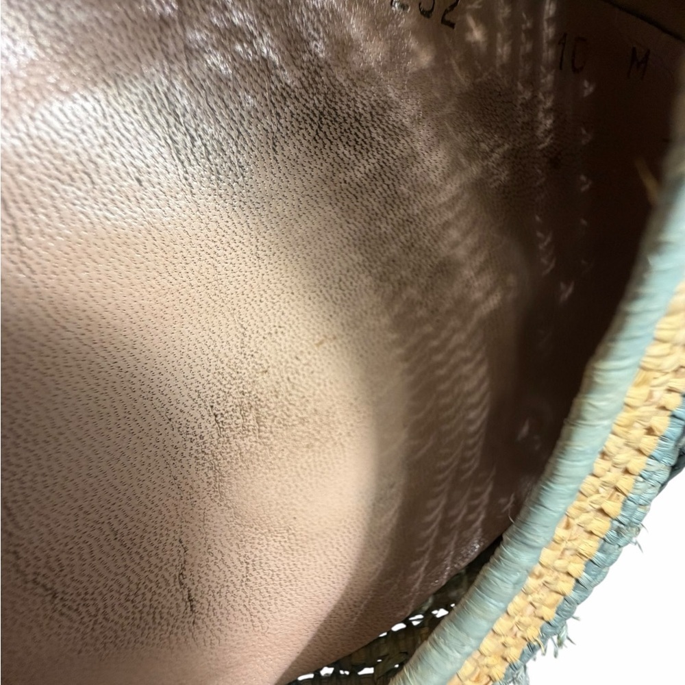 Salvatore Ferragamo tricolor Raffia Green & Tan Bow Ballet Flats Sz 10M - Picture 14 of 16